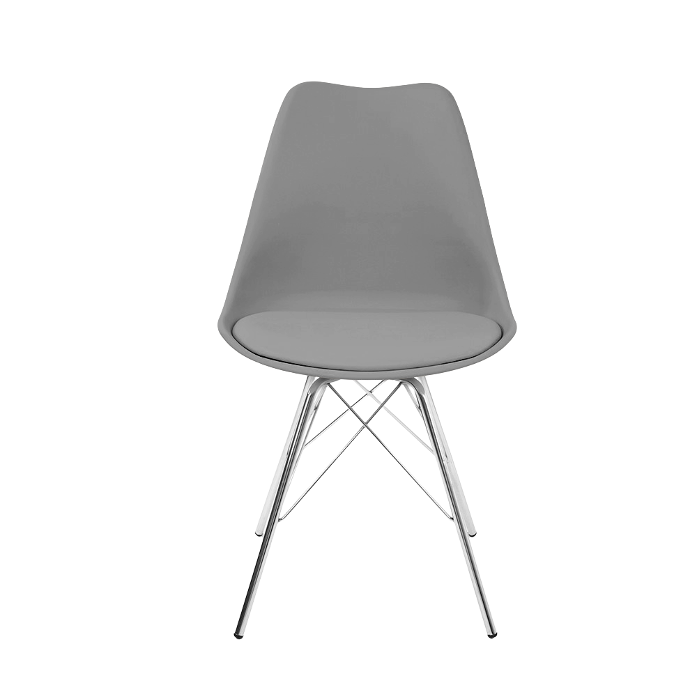 Cadeira Eames Leda Design Estofada Cinza Tower Cromado - 2