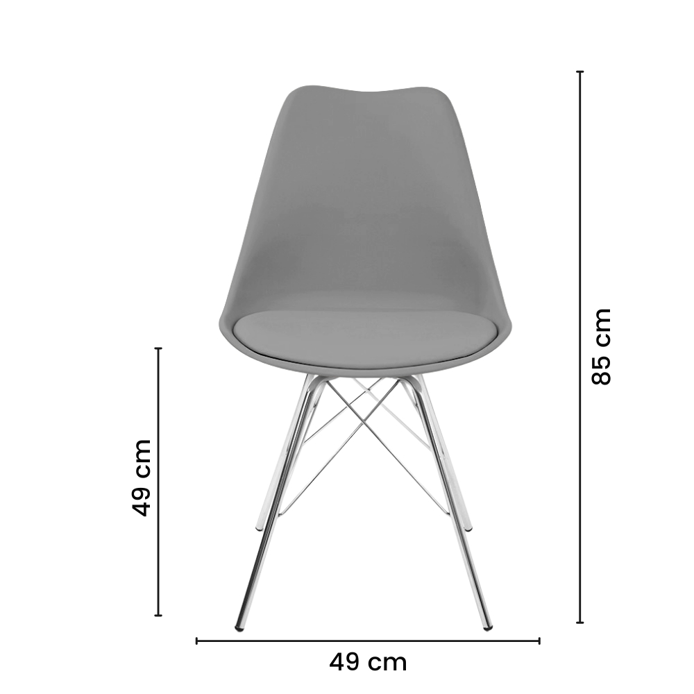 Cadeira Eames Leda Design Estofada Cinza Tower Cromado - 6