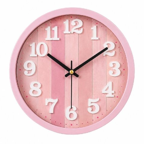 Relógio de Parede Analógico Moderno Números Grandes Silencioso Rosa 30cm Redondo Yeet