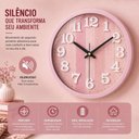 Ver imagem 2 de Relógio de Parede Analógico Moderno Números Grandes Silencioso Rosa 30cm Redondo Yeet