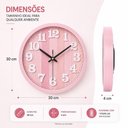 Ver imagem 3 de Relógio de Parede Analógico Moderno Números Grandes Silencioso Rosa 30cm Redondo Yeet
