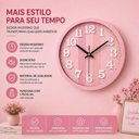 Ver imagem 4 de Relógio de Parede Analógico Moderno Números Grandes Silencioso Rosa 30cm Redondo Yeet