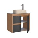 Ver imagem 2 de Gabinete para Banheiro em Madeira Kyoto 60 Preto/Jequitibá