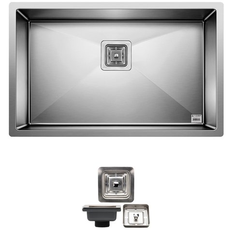 Cuba Quadrada Inox 304 Cozinha Pia Embutir Sobrepor Gourmet 75x45 Premium com Válvula