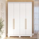 Ver imagem 1 de Guarda-Roupa Solteiro 4 Portas com Pés 159cm 100% MDF Lumiar Espresso Móveis Branco