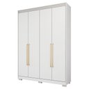 Ver imagem 3 de Guarda-Roupa Solteiro 4 Portas com Pés 159cm 100% MDF Lumiar Espresso Móveis Branco