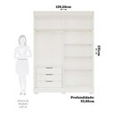 Ver imagem 4 de Guarda-Roupa Solteiro 4 Portas com Pés 159cm 100% MDF Lumiar Espresso Móveis Branco