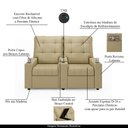 Ver imagem 3 de Poltrona do Papai Reclinável Sala de Cinema Palace 2 Lugares Manual Baú Usb Pu Bege G23 Encantum