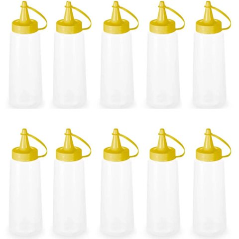 10 Bisnagas para Molhos Plástica 250ml Frasco Ketchup Mostarda Massa Crepe Cozinha