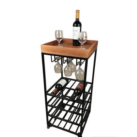Carrinho Adega Ferro e Madeira P