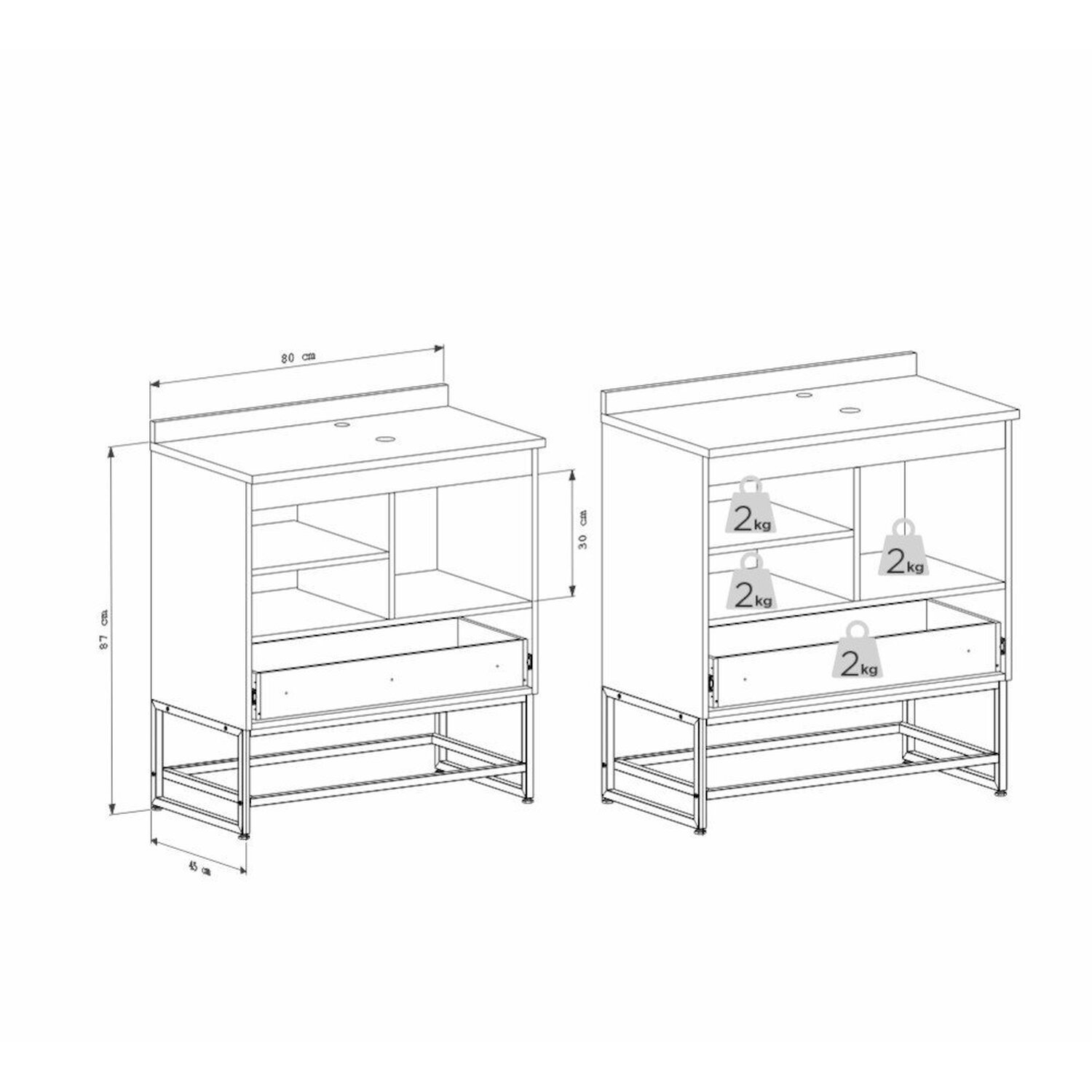 Gabinete para Banheiro com Tampo de Granito 80cm Suez | MadeiraMadeira