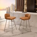 Ver imagem 1 de Kit 2 Banquetas Nobre Design Elegante Pés de Aço Bancada Cozinha