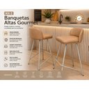 Ver imagem 3 de Kit 2 Banquetas Nobre Design Elegante Pés de Aço Bancada Cozinha