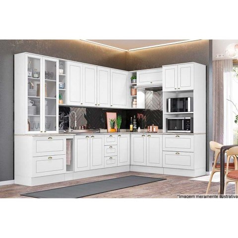 Cozinha Completa Americana 14 Peças (3 Armários + 4 Balcões + 1 Paneleiro + 6 Complementos) C14P01 B