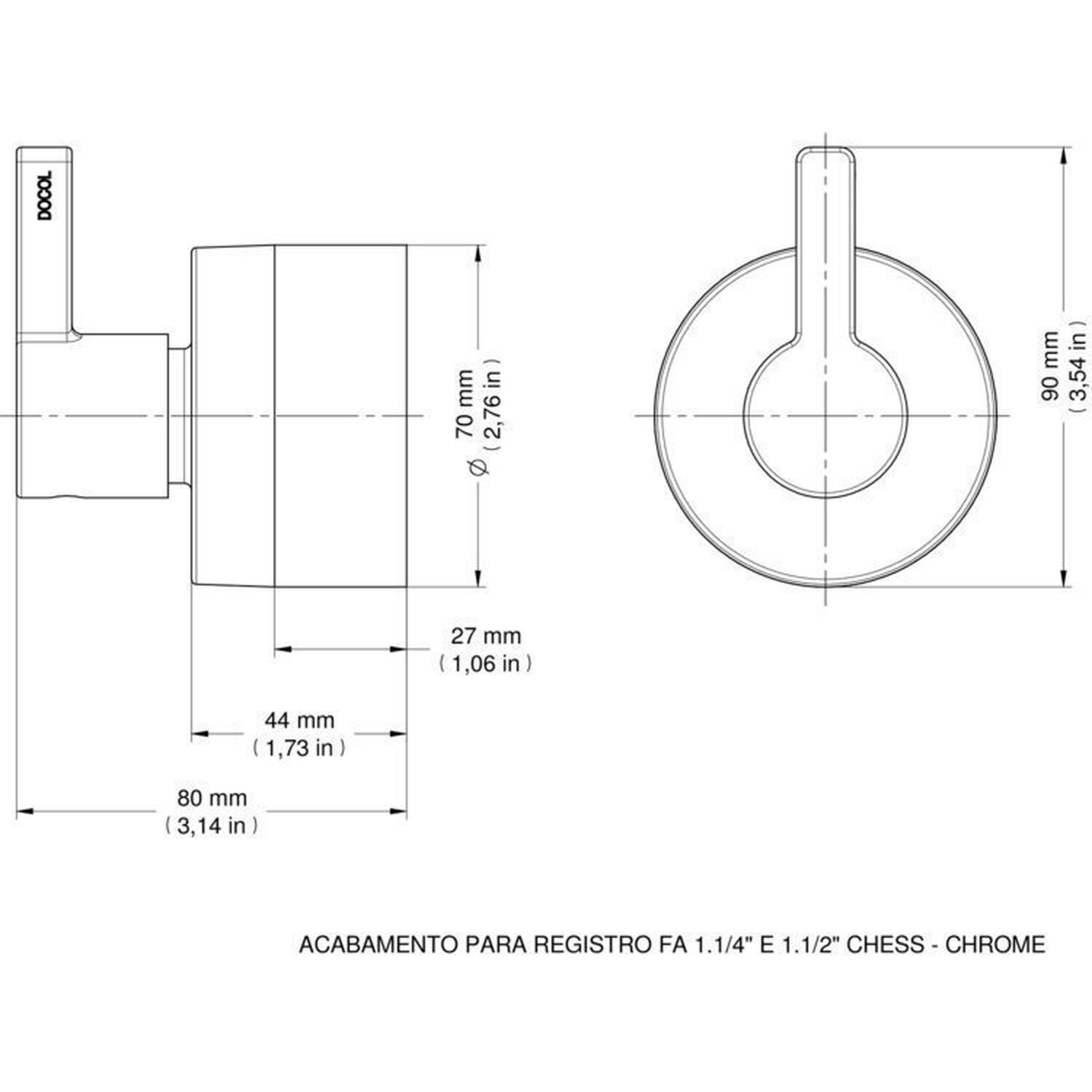 Kit 3 Acabamentos para Registro Fabrimar 1,1/4" e 1,1/2" Chess Docol - 2