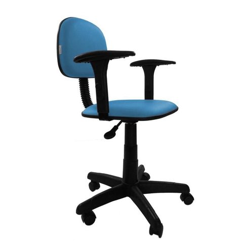 Cadeira Secretaria Giratoria Polo com Braco Regulavel - Couro SinteticoCorano - Azul Claro