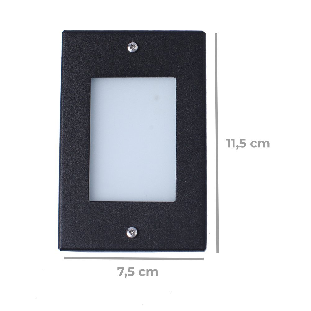 Kit 9 Balizador de Embutir Escada Parede Preto 4x2 Alumínio + Lâmpada Led G9 5w Branco Quente - 4
