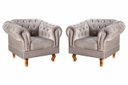 Ver imagem 1 de Kit 2 Poltronas Decorativas Capitonê Chesterfield Dom Pedro - Veludo Capuccino