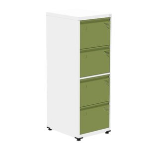 Armário de Arquivo Oficio 4 Gavetas Pandin 47 Cm (larg) Aço Branco C- Frente Gaveta Verde C- Chave