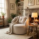 Ver imagem 3 de Poltrona Orgânica Decorativa Confortável Amore Bouclê Bege - Montanari'S Decor