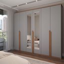 Ver imagem 1 de Guarda-roupa Casal Calábria Slim 6 Portas 6 Gavetas Espelho Cinza/nature - Panorama Móveis