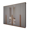 Ver imagem 4 de Guarda-roupa Casal Calábria Slim 6 Portas 6 Gavetas Espelho Cinza/nature - Panorama Móveis