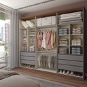 Ver imagem 3 de Guarda-roupa Casal Calábria Slim 6 Portas 6 Gavetas Espelho Cinza/nature - Panorama Móveis