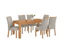 Ver imagem 1 de Conjunto Sala de Jantar Mesa Athenas 180 Tampo no Glass com 6 Cadeiras Rayla - Lopas Amendoa Clean -