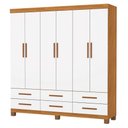 Ver imagem 3 de Guarda-roupa Solteiro Aria 6 Portas 6 Gavetas com Pés Cinamomo/branco - Pnr Móveis