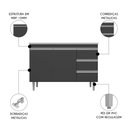 Ver imagem 4 de Balcão de Cozinha com Pia Inox 100cm 3 Gavetas Andréia Cinza - Ajl Móveis