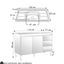 Ver imagem 5 de Balcão de Cozinha com Pia Inox 100cm 3 Gavetas Andréia Cinza - Ajl Móveis