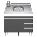 Ver imagem 3 de Balcão de Cozinha com Pia Inox 100cm 3 Gavetas Andréia Cinza - Ajl Móveis