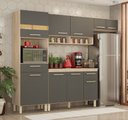 Ver imagem 1 de Cozinha Compacta 3 Peças com Balcão C/ Tampo Mdp 120m Dama - Amêndola Touch/grafito Demóbile