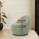 Ver imagem 2 de Poltrona Orgânica Kaira com Mesa Lateral Esquerda Base Fixa Titânio Bouclé Verde Claro - Nexta Casa