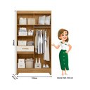 Ver imagem 2 de Guarda Roupa Roupeiro Solteiro Siena 5 Portas 1 Gaveta Detalhes Frisados Freijó Off White Moval