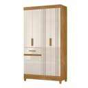 Ver imagem 4 de Guarda Roupa Roupeiro Solteiro Siena 5 Portas 1 Gaveta Detalhes Frisados Freijó Off White Moval