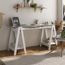 Ver imagem 3 de Conjunto para Escritório 2 Peças Escrivaninha Cristal e Gaveteiro New 150cm Branco Artany
