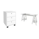 Ver imagem 2 de Conjunto para Escritório 2 Peças Escrivaninha Cristal e Gaveteiro New