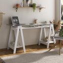 Ver imagem 3 de Conjunto para Escritório 2 Peças Escrivaninha Cristal e Gaveteiro New