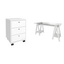 Ver imagem 2 de Conjunto para Escritório 2 Peças Escrivaninha Cristal e Gaveteiro New 150cm Branco Artany
