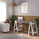 Ver imagem 1 de Conjunto para Escritório 2 Peças Escrivaninha Cristal e Gaveteiro New 150cm Branco Artany