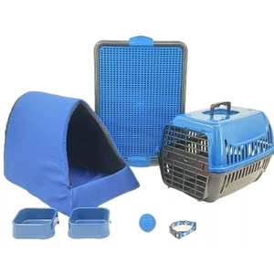 Kit Cama Cachorro Gato Iglu Transporte Sanitário M - Azul