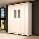 Ver imagem 1 de Guarda-Roupa Casal 6 Portas com Espelho 2 Gavetas 100% MDF 164cm Papoulas Espresso Móveis Branco