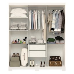Guarda-roupa Casal 164,10cm 6 Portas 2 Gavetas com Espelho 100% Mdf Papoulas Espresso Móveis - 3