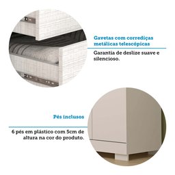 Guarda-roupa Casal 164,10cm 6 Portas 2 Gavetas com Espelho 100% Mdf Papoulas Espresso Móveis - 8