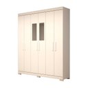 Ver imagem 2 de Guarda-Roupa Casal 6 Portas com Espelho 2 Gavetas 100% MDF 164cm Papoulas Espresso Móveis Branco