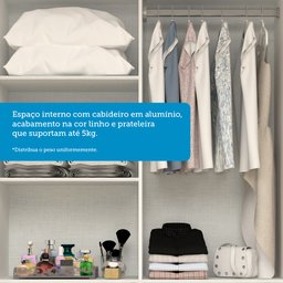 Guarda-roupa Casal 164,10cm 6 Portas 2 Gavetas com Espelho 100% Mdf Papoulas Espresso Móveis - 7