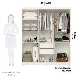 Guarda-roupa Casal 164,10cm 6 Portas 2 Gavetas com Espelho 100% Mdf Papoulas Espresso Móveis - 4
