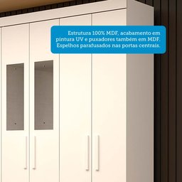 Guarda-roupa Casal 164,10cm 6 Portas 2 Gavetas com Espelho 100% Mdf Papoulas Espresso Móveis - 6