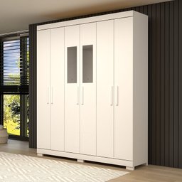 Guarda-roupa Casal 164,10cm 6 Portas 2 Gavetas com Espelho 100% Mdf Papoulas Espresso Móveis - 1